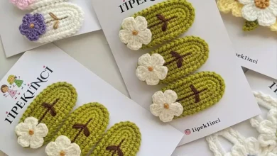 جدید ترین و زیبا ترین سنجاق سر طرح گل بافتنی دخترانه