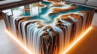 جذاب ترین مدل های میز جلو مبلی رزینی طرح آبشار شیک