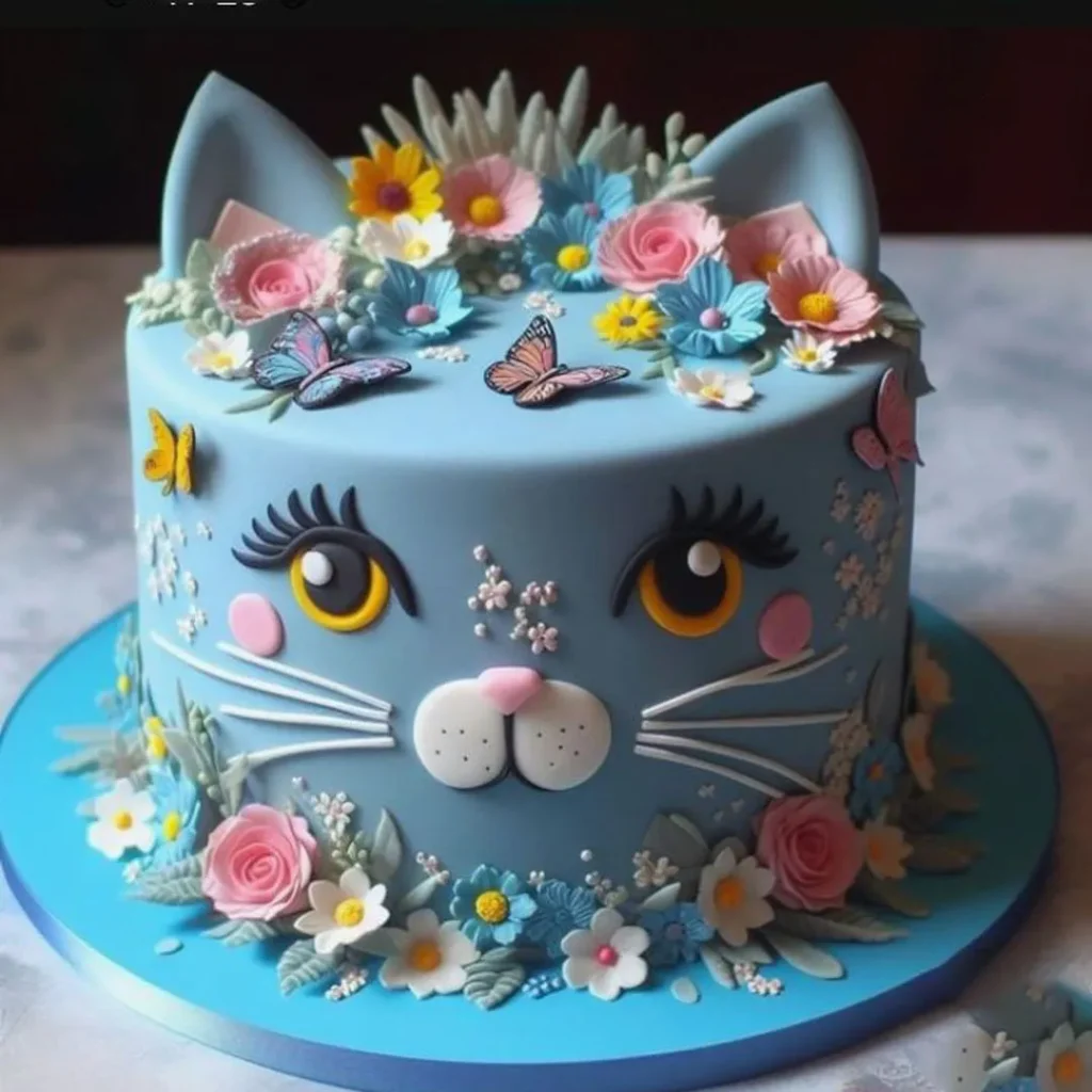 کیک تولد طرح گربه فانتزی خاص