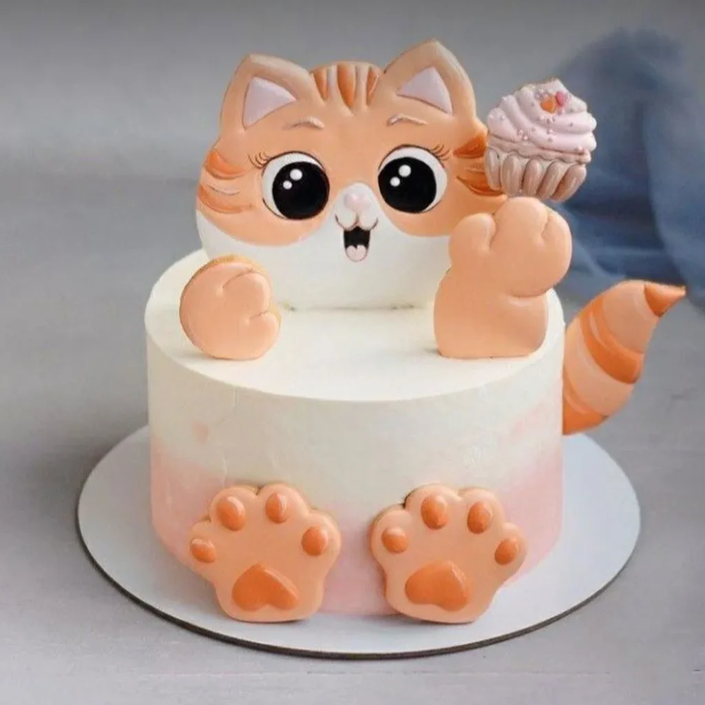 کیک تولد طرح گربه فانتزی زیبا