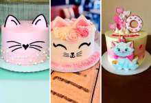 کیک تولد طرح گربه فانتزی