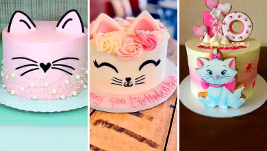 کیک تولد طرح گربه فانتزی