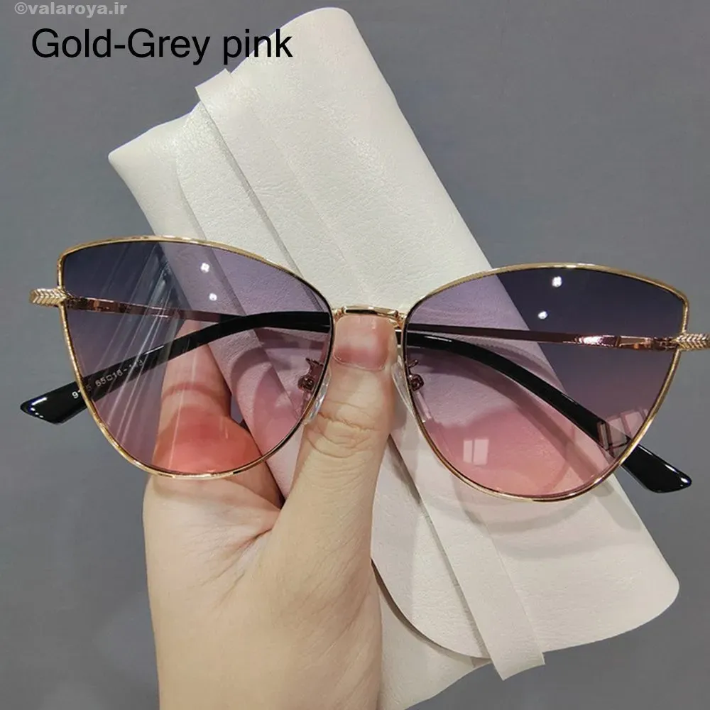 عینک آفتابی زنانه طلایی طرح گربه‌ای