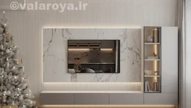 شیک ترین مدل های دیزاین دیوار پشت تلویزیون با طرح ماربل