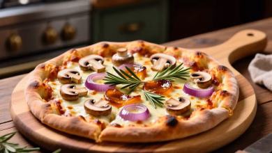طرز تهیه پیتزا قارچ و پیاز کاراملی خانگی