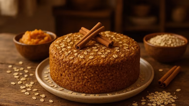 طرز تهیه کیک کدو حلوایی جو پرک رژیمی ساده و خوشمزه