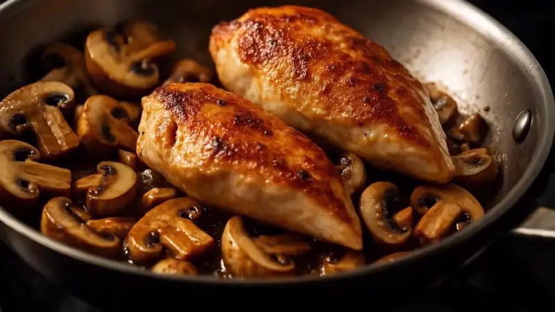 آماده‌سازی مرغ و قارچ پاستا آلفردو 