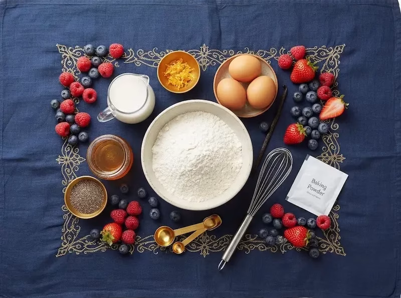 ترکیب و انتخاب مواد اولیه کیک صبحانه میوه‌ای