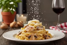 طرز تهیه پاستا آلفردو با مرغ و قارچ