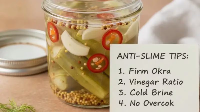 چیدن مواد در شیشه و حفظ تردی بامیه‌ها