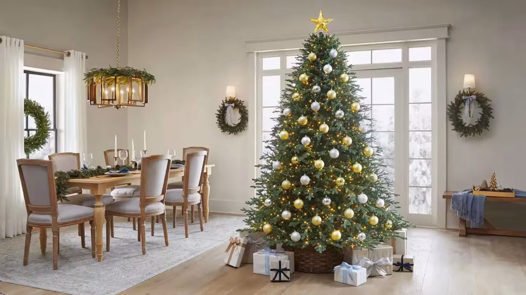 روبانها، گلها و اکسسوریهای درخت کریسمس